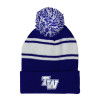 Thumbnail image for  Royal/White Two Tone Knit Pom Beanie w/Cuff