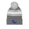 Thumbnail image for  Grey/White Two Tone Knit Pom Beanie w/Cuff