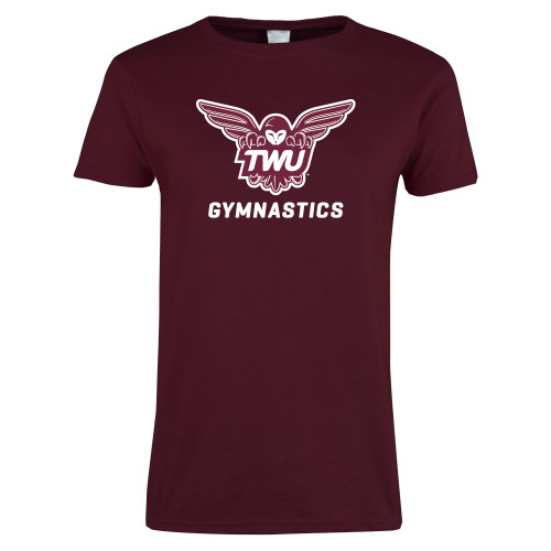 Womens Maroon Short Sleeve Tee - Gymnastics