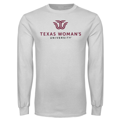  White Long Sleeve T Shirt - Institutional Logo