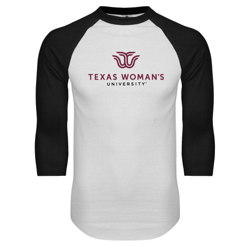 White/Black Raglan Baseball T Shirt - Institutional Logo