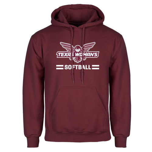  Maroon Fleece Hoodie - Softball Owl Graphic