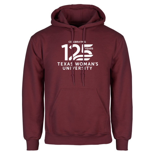  Maroon Fleece Hoodie - TWU Celebrating 125 Years Stacked