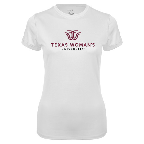  Womens White Performance Tee - Institutional Logo