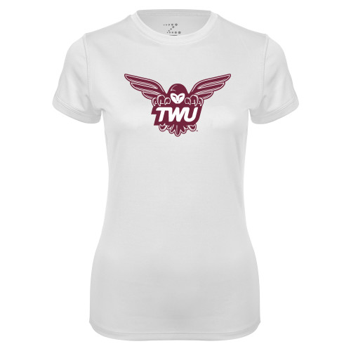  Womens White Performance Tee - Owl TWU