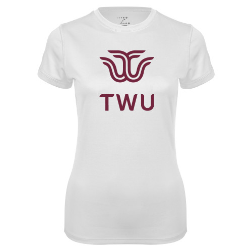  Womens White Performance Tee - Institutional TWU