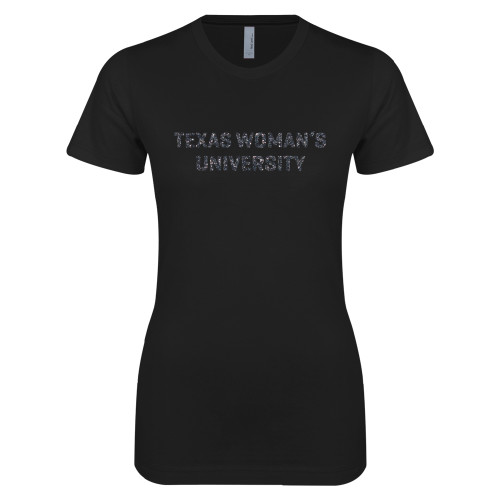  Next Level Womens Black Boyfriend Tee - F Graphite Soft Glitter