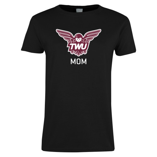  Womens Black Short Sleeve Tee - Mom Owl TWU