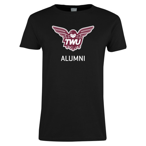  Womens Black Short Sleeve Tee - Alumni Owl TWU