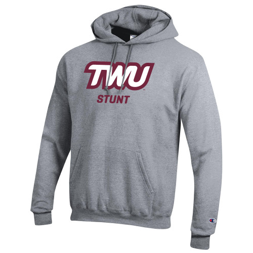  Champion Heather Grey Fleece Hoodie - TWU Stunt