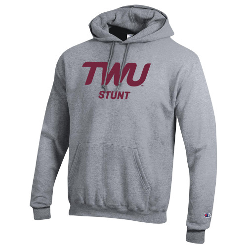  Champion Heather Grey Fleece Hoodie - TWU Stunt