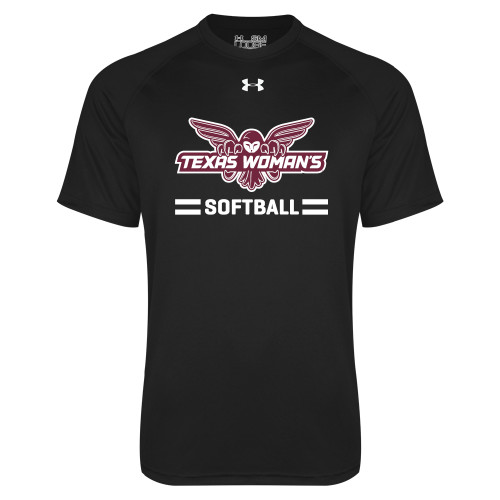  Under Armour Black Tech Tee - Softball Owl Graphic