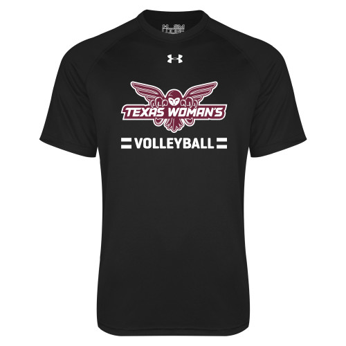  Under Armour Black Tech Tee - Volleyball Owl Graphic