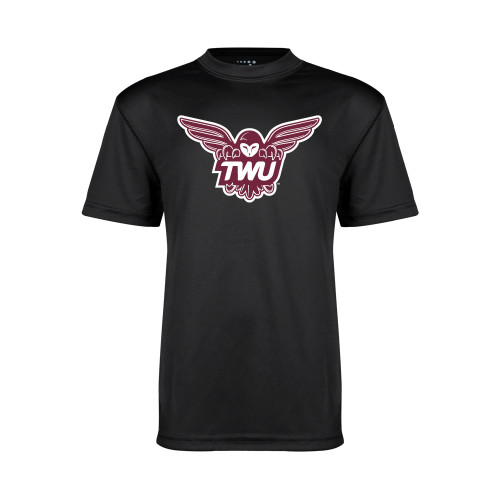  Youth Performance Black Tee - Owl TWU