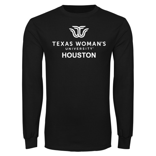  Black Long Sleeve T Shirt - Houston with Institutional Mark