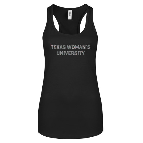  Next Level Womens Black Racerback Tank  - A Silver Soft Glitter