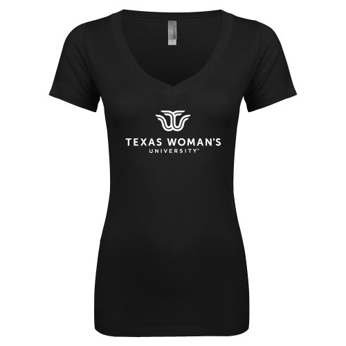  Next Level Womens Black Ideal V Tee - Institutional Logo
