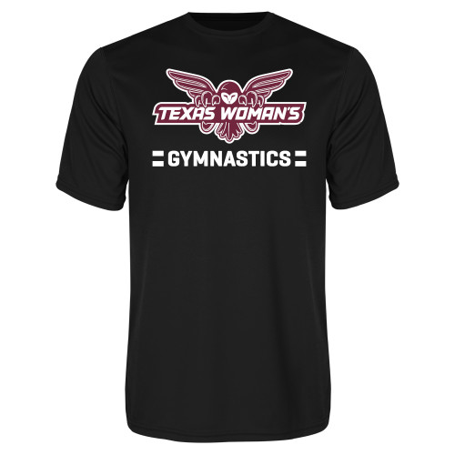  Black Performance Tee - Gymnastics Owl Graphic