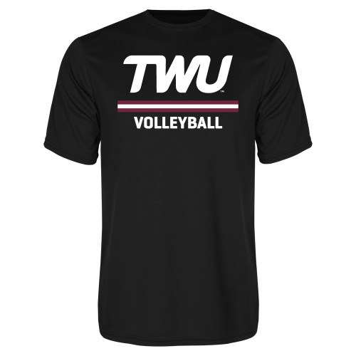  Black Performance Tee - Volleyball TWU Typeface