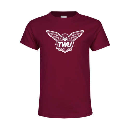  Youth Maroon T Shirt - Owl TWU
