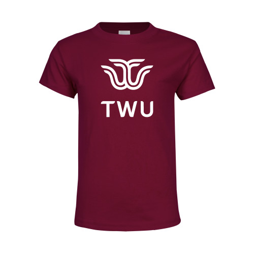  Youth Maroon T Shirt - Institutional TWU