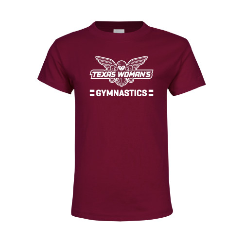  Youth Maroon T Shirt - Gymnastics Owl Graphic