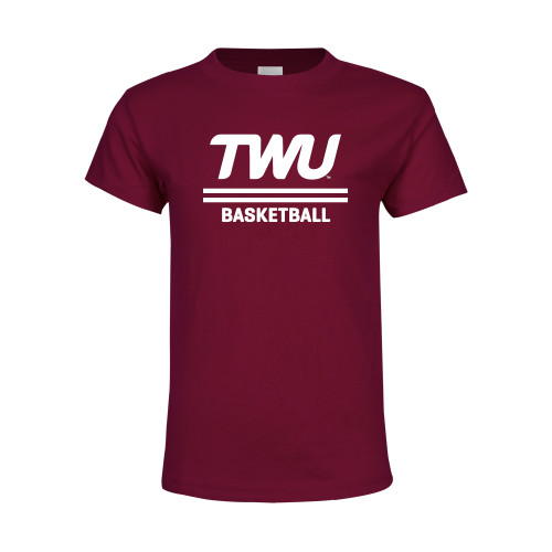  Youth Maroon T Shirt - Basketball TWU Typeface