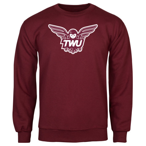  Maroon Fleece Crew - Owl TWU