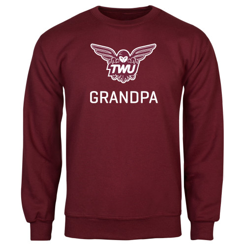  Maroon Fleece Crew - Grandpa Owl TWU