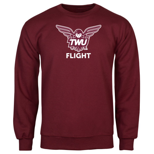  Maroon Fleece Crew - Owl TWU Flight