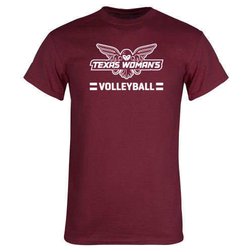  Maroon T Shirt - Volleyball Owl Graphic