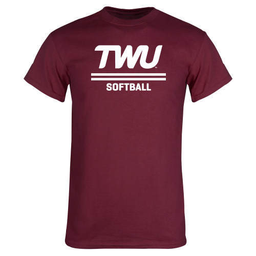  Maroon T Shirt - Softball TWU Typeface