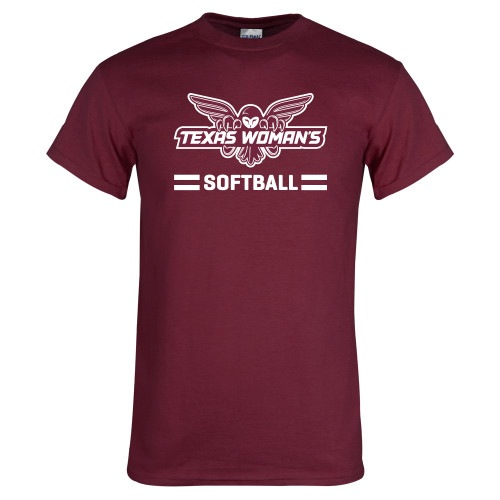  Maroon T Shirt - Softball Owl Graphic