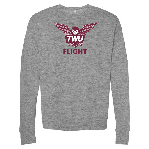  Bella + Canvas Heather Grey Fleece Crew - Owl TWU Flight