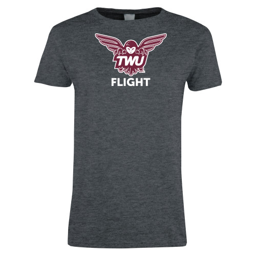  Womens Dark Heather Short Sleeve Tee - Owl TWU Flight