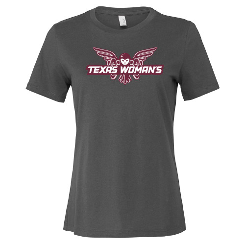  Bella + Canvas Womens Asphalt Relaxed Cotton T Shirt - TWU Mascot Logo