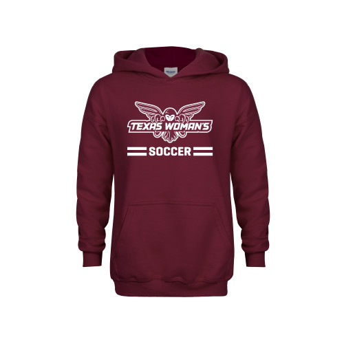  Youth Maroon Fleece Hoodie - Soccer Owl Graphic