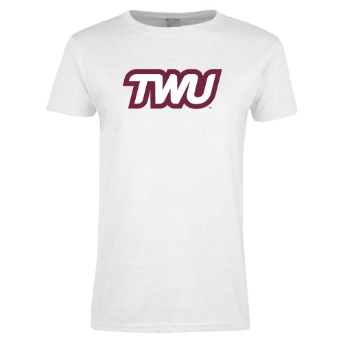  Womens White Short Sleeve Tee - TWU Typeface