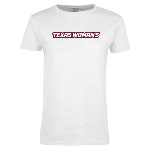  Womens White Short Sleeve Tee - Texas Womans Typeface