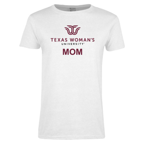  Womens White Short Sleeve Tee - Mom Institutional Logo