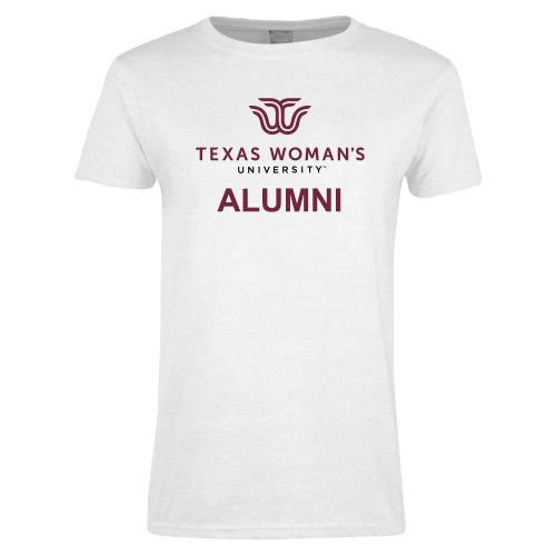  Womens White Short Sleeve Tee - Alumni Institutional Logo