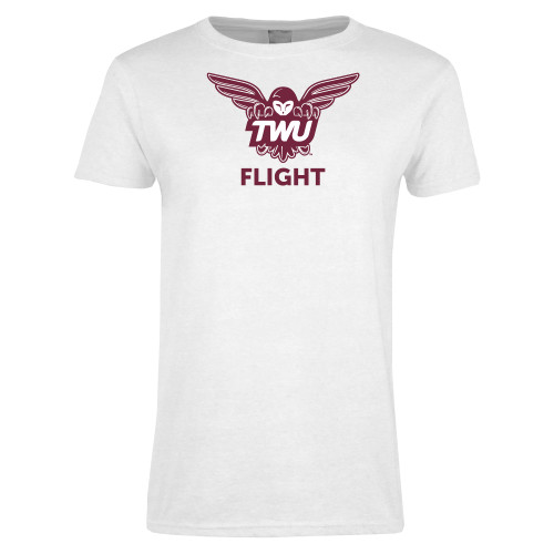  Womens White Short Sleeve Tee - Owl TWU Flight