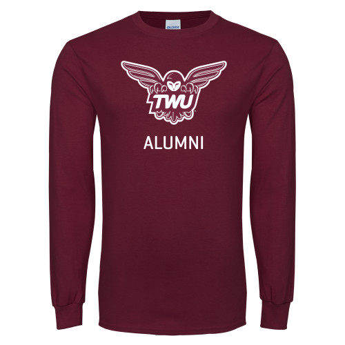  Maroon Long Sleeve T-Shirt - Alumni Owl TWU