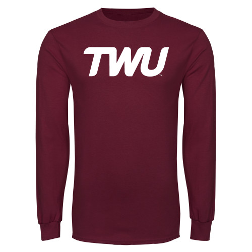 Maroon Long Sleeve T-Shirt - TWU Typeface