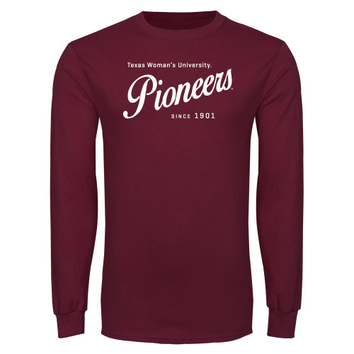 Maroon Long Sleeve T-Shirt - Pioneers Established Date