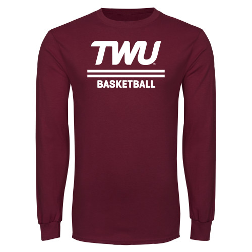  Maroon Long Sleeve T-Shirt - Basketball TWU Typeface