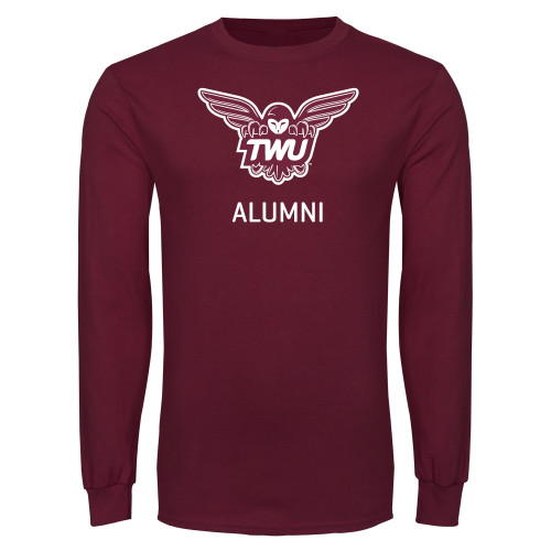  Maroon Long Sleeve T-Shirt - Alumni Owl TWU