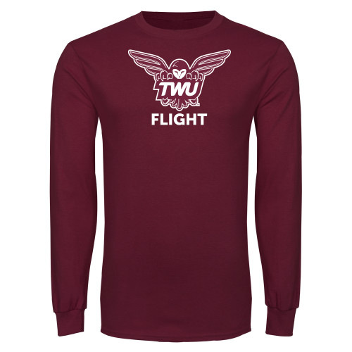  Maroon Long Sleeve T Shirt - Owl TWU Flight