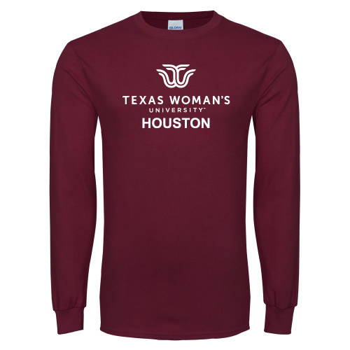 Maroon Long Sleeve T-Shirt - Houston with Institutional Mark