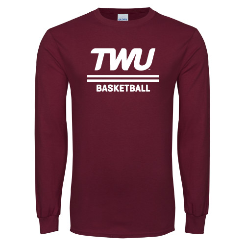  Maroon Long Sleeve T-Shirt - Basketball TWU Typeface